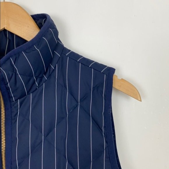 J.Crew S Puffer Vest Stripes Pinstripe Navy White - Picture 8 of 15